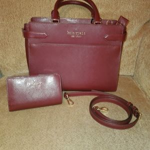 Burgundy Kate Spade purse and matching wallet